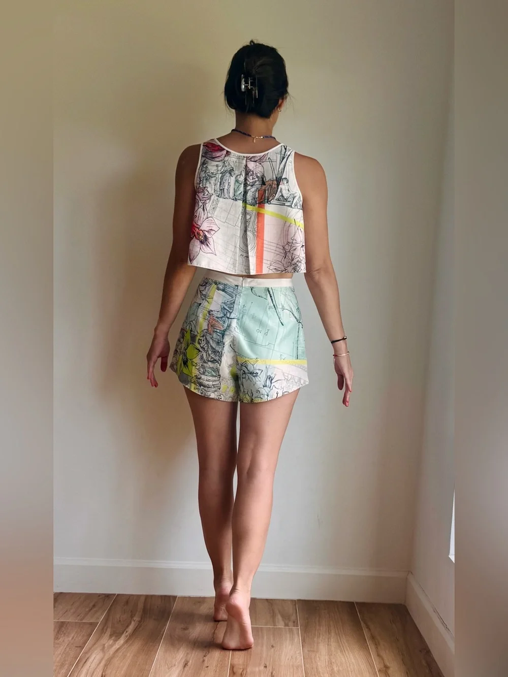 Clover Canyon Printed Crop Top & Shorts Set | Matching Two-Piece Summer Set - Picture 2 of 4